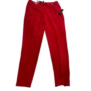 NWT: White House Black Market red ankle pants with gold-tone buttons soft drape